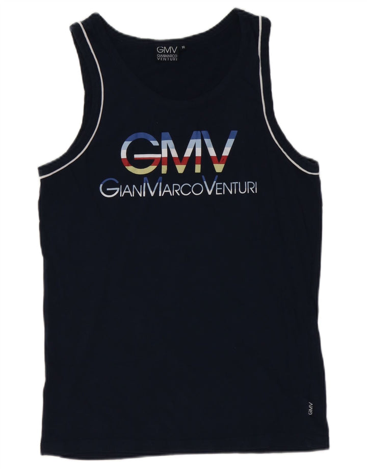Colete gráfico masculino Gianmarco Venturi Top médio algodão azul marinho