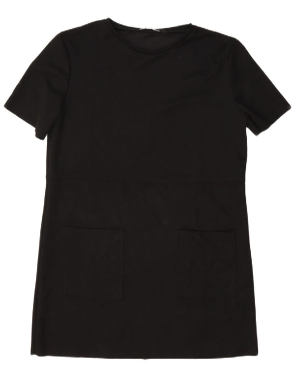 Vestido camiseta feminino Zara Reino Unido 16 grande poliéster preto