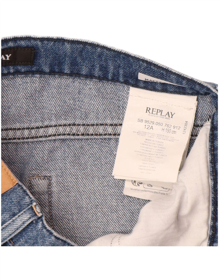 Shorts jeans cargo masculinos REPLAY 11-12 anos W26 algodão azul