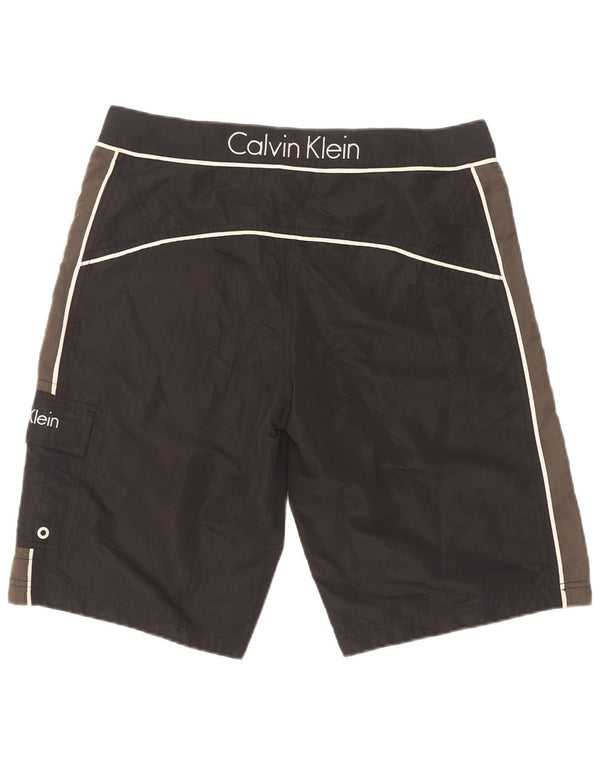 Shorts de natação masculino Calvin Klein gráfico pequeno bloco colorido preto