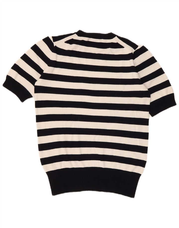 Suéter feminino Zara com gola redonda e listrado preto médio UK 12
