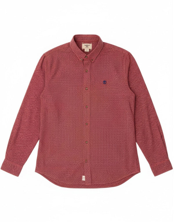 Timberland Mens Slim Fit Camisa Grande Gingham Vermelho