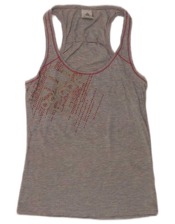 Adidas Womens Graphic Vest Top UK 12 Médio Cinza Flecked