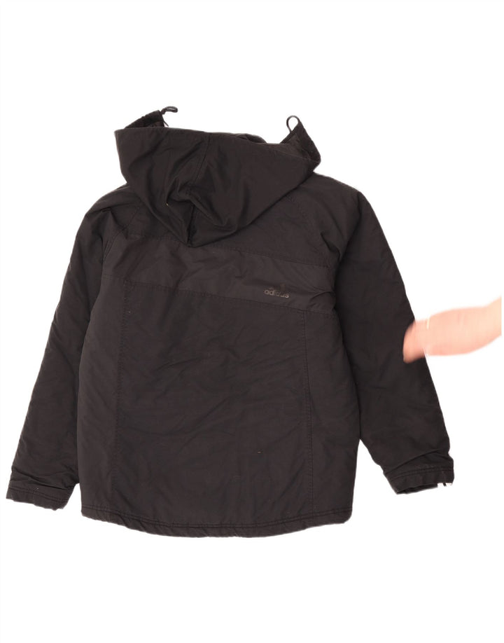 Jaqueta corta-vento masculina Adidas com capuz UK 36 pequena poliamida preta
