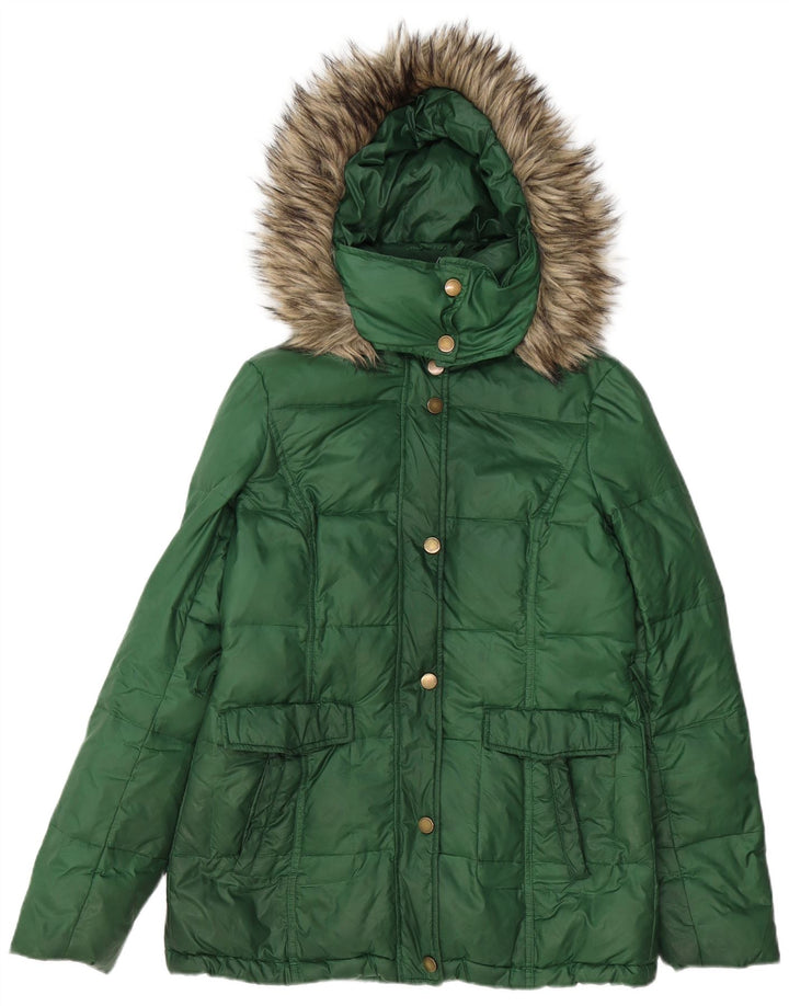 Jaqueta acolchoada com capuz feminina Esprit UK 12 verde médio