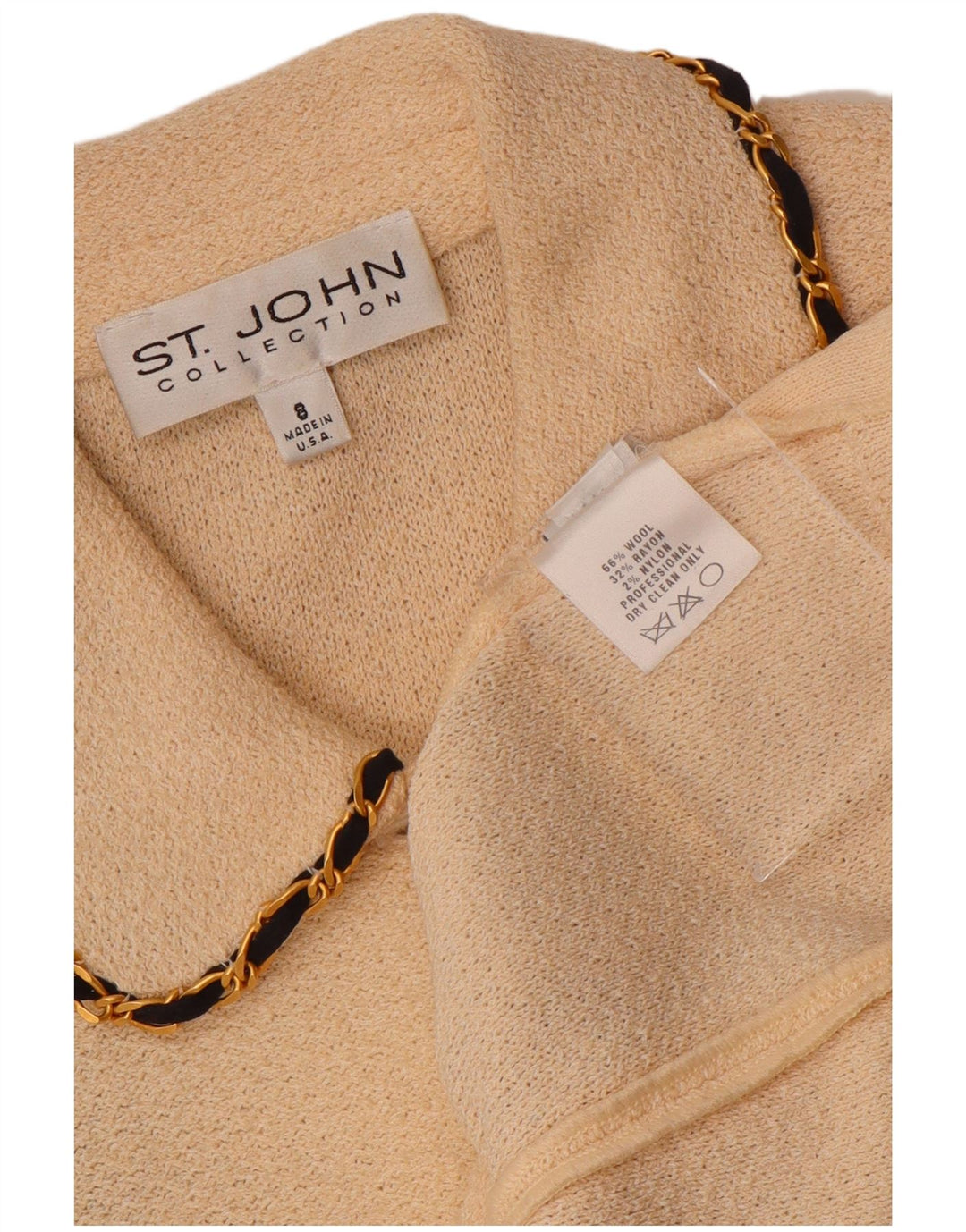Suéter cardigã feminino VINTAGE manga 3/4 US 8 médio off white lã