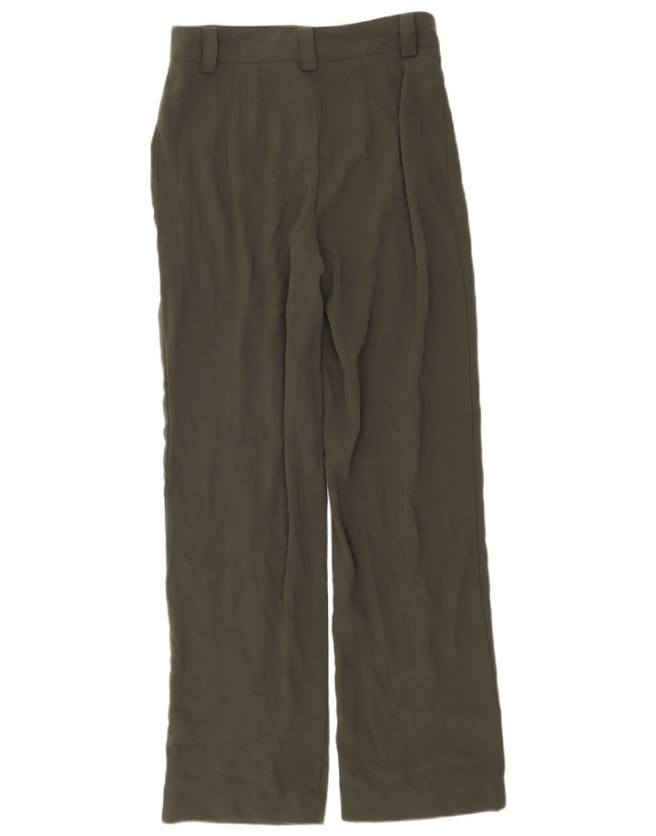 Calça casual feminina Zara com amarração média W28 L32 poliéster cáqui
