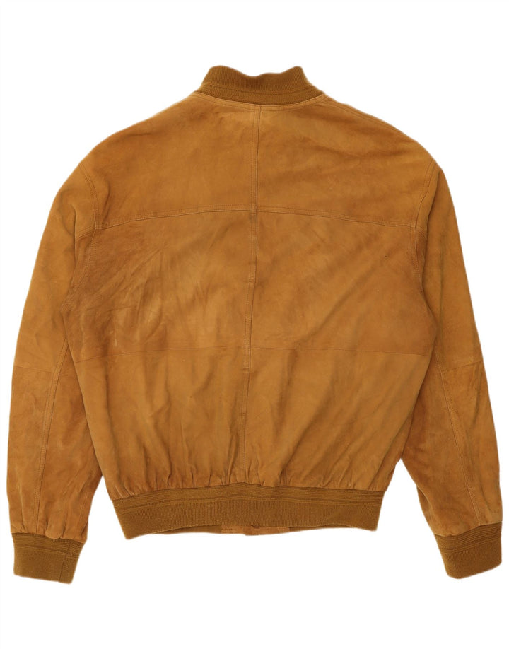 Jaqueta bomber masculina vintage de camurça IT 54 2XL couro bege