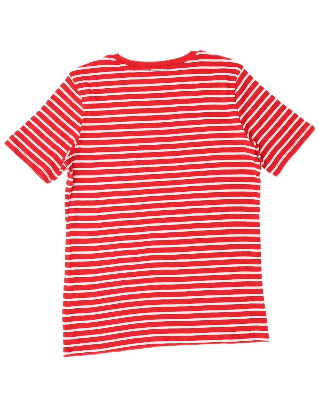 Camiseta feminina Benetton UK 14 grande algodão listrado vermelho