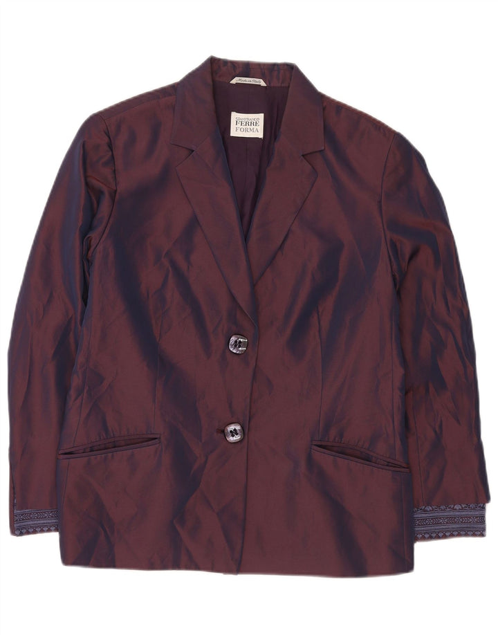 Jaqueta blazer feminina GIANFRANCO FERRE com 2 botões Reino Unido 16 grande roxo floral