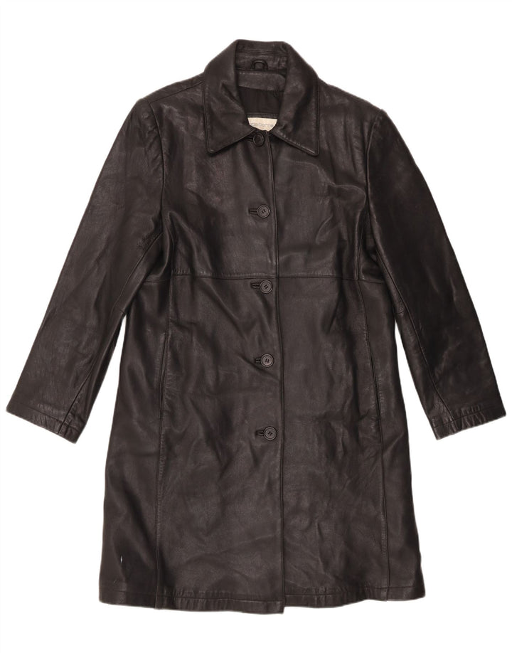 Casaco de couro feminino Liz Claiborne Reino Unido 16 grande couro preto