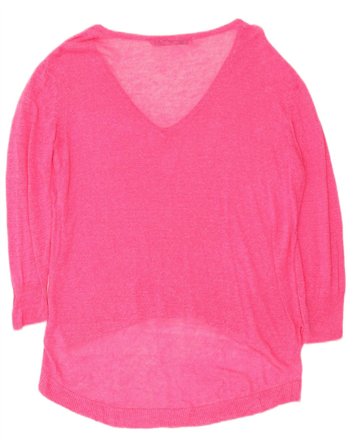 Suéter feminino Zara com decote em V Reino Unido 16 grande rosa