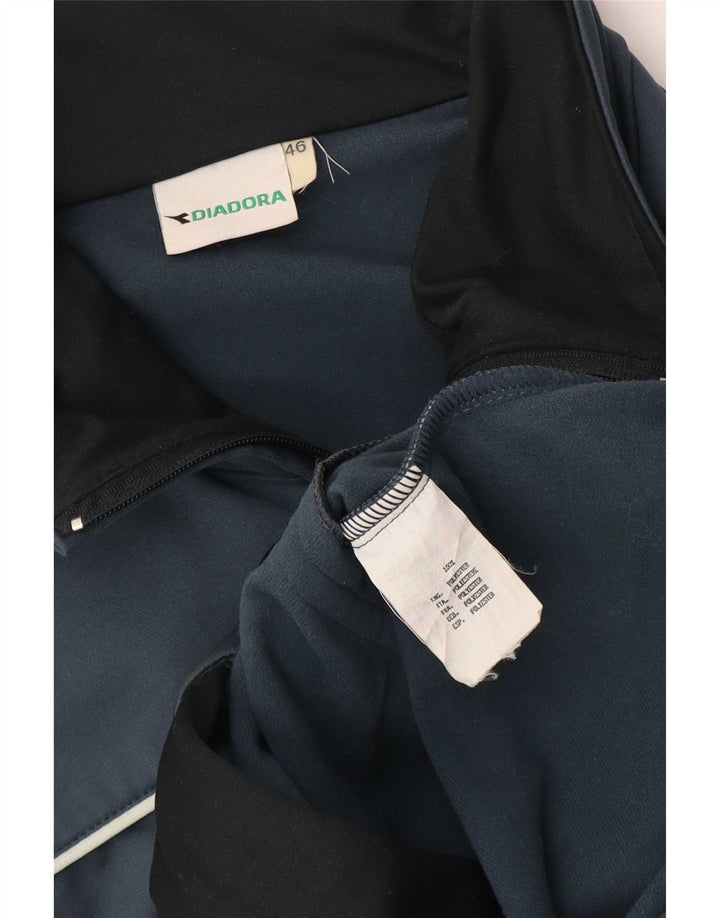 Diadora Mens Tracksuit Top Jacket IT 46 Small Blue Colourblock Poliéster