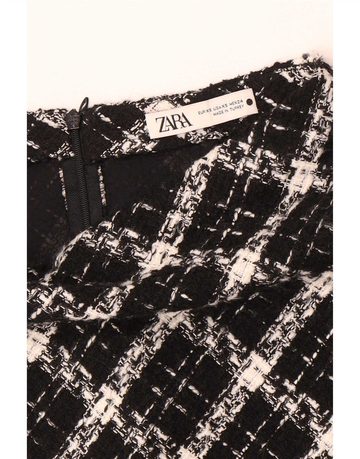 Minissaia feminina Zara XS W24 xadrez preta