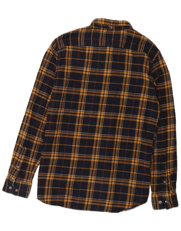 Camisa masculina de flanela French Connection grande algodão xadrez azul marinho