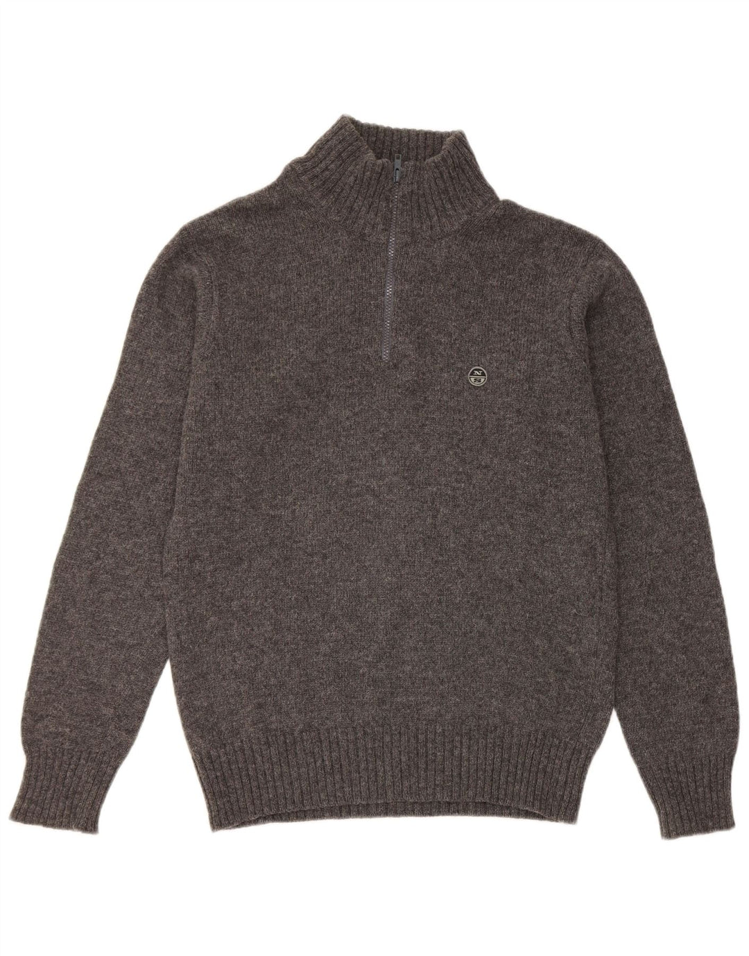 Suéter masculino North Sails com zíper e gola grande cinza manchado