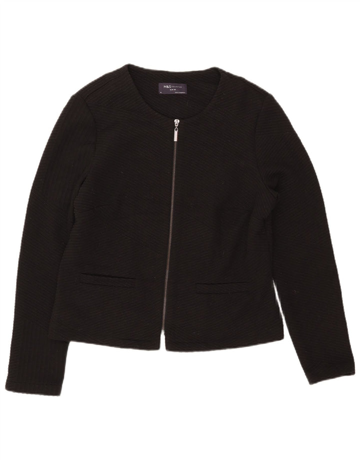 Jaqueta blazer feminina Marks & Spencer com zíper completo Reino Unido 14 médio preto
