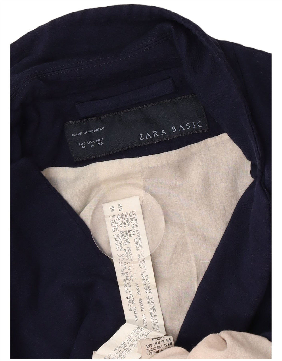 Jaqueta blazer feminina Zara com 1 botão Reino Unido 12 médio azul marinho viscose
