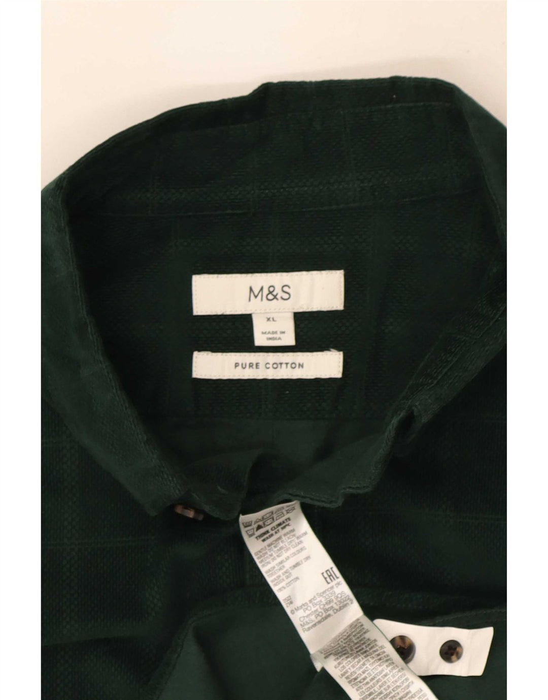 Camisa masculina Marks & Spencer XL verde xadrez algodão