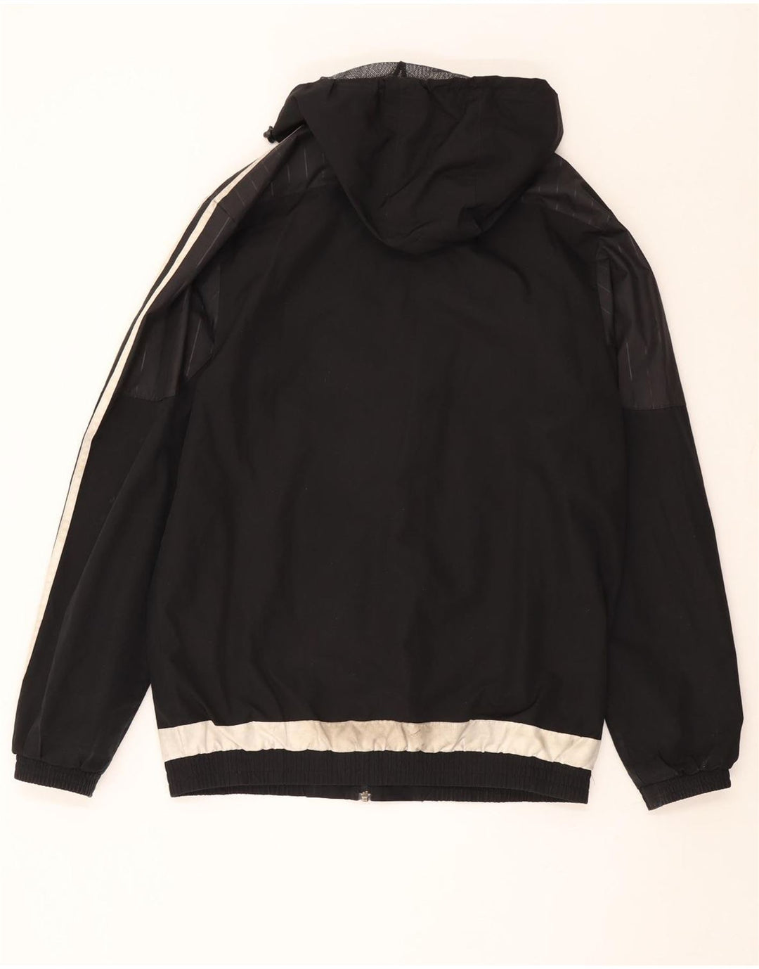 ADIDAS Mens Hooded Rain Jacket UK 38 Médio Preto Colourblock Poliéster