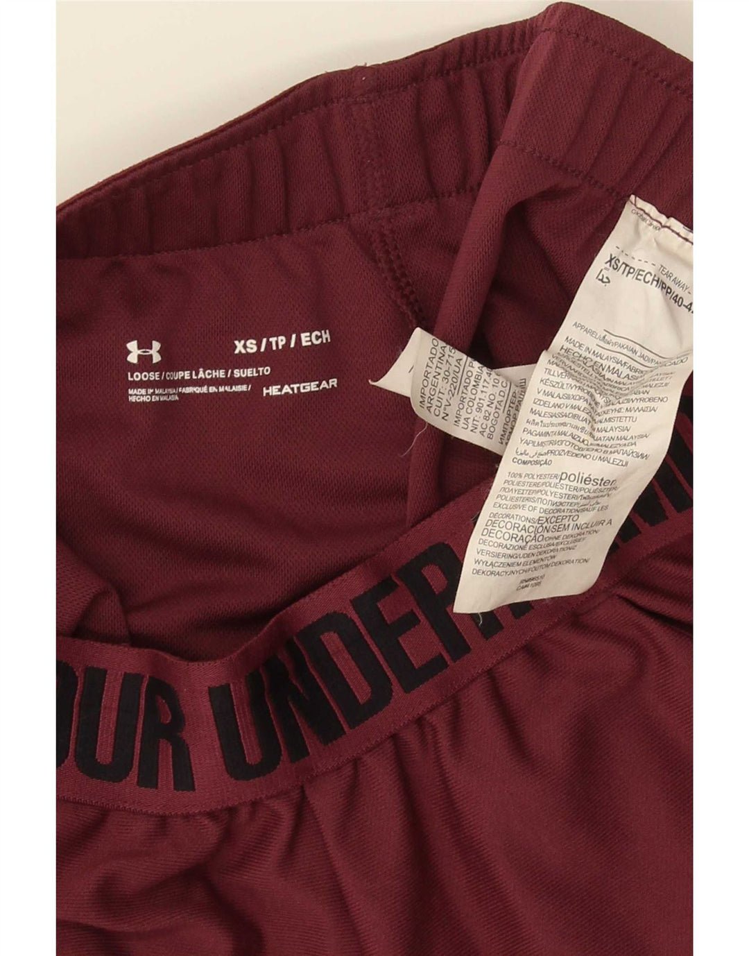 Under Armour Womens Graphic Sport Shorts XS Borgonha Poliéster