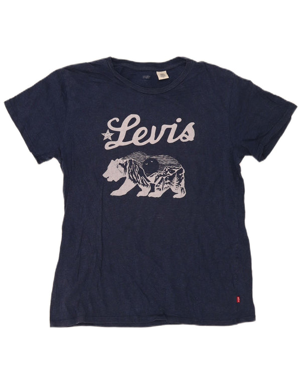 Camiseta gráfica masculina Levi's Top grande algodão azul marinho