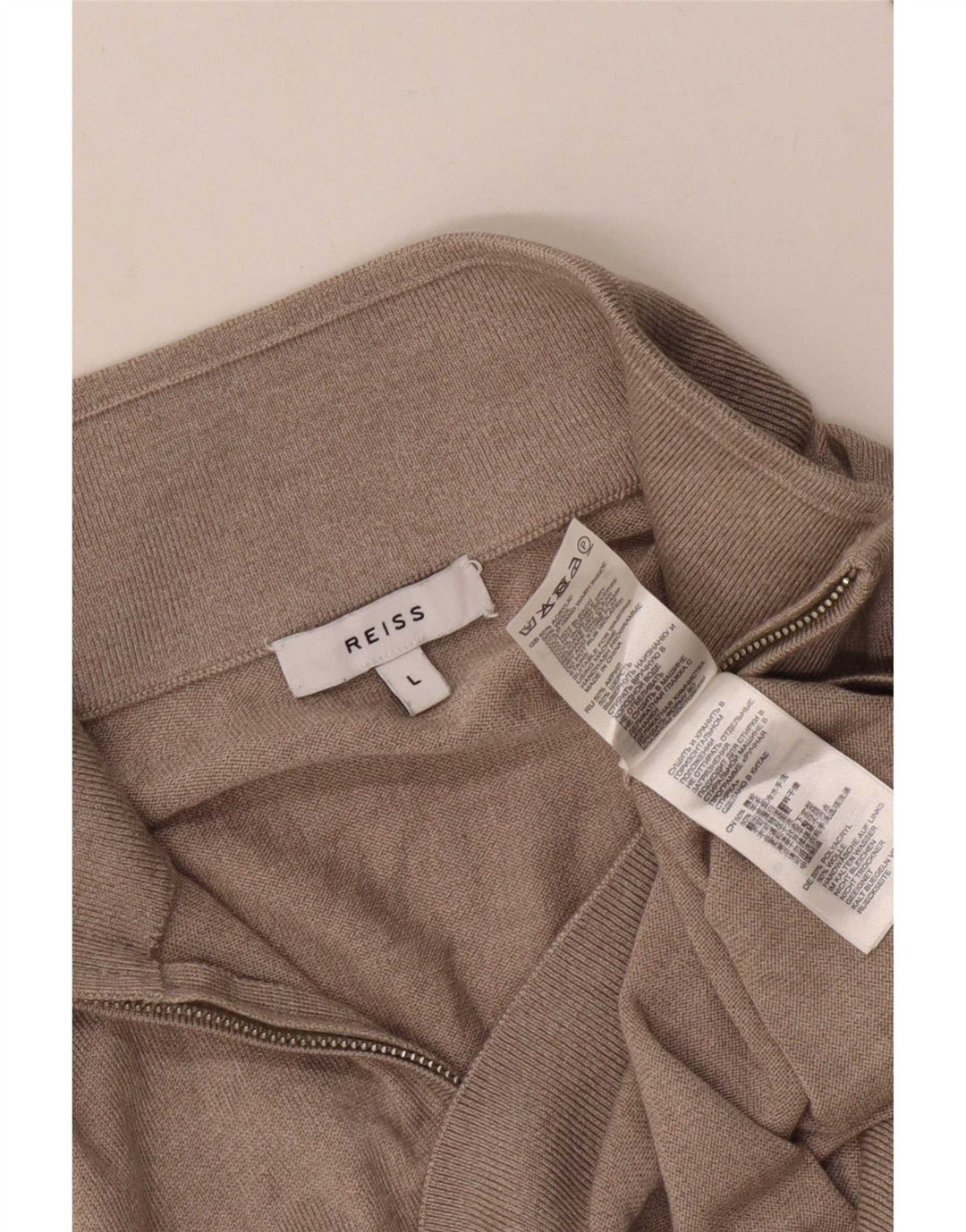 Suéter masculino Reiss com zíper e gola grande acrílico bege