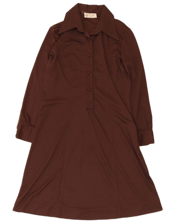 Vestido vintage feminino linha A UK 14 marrom médio
