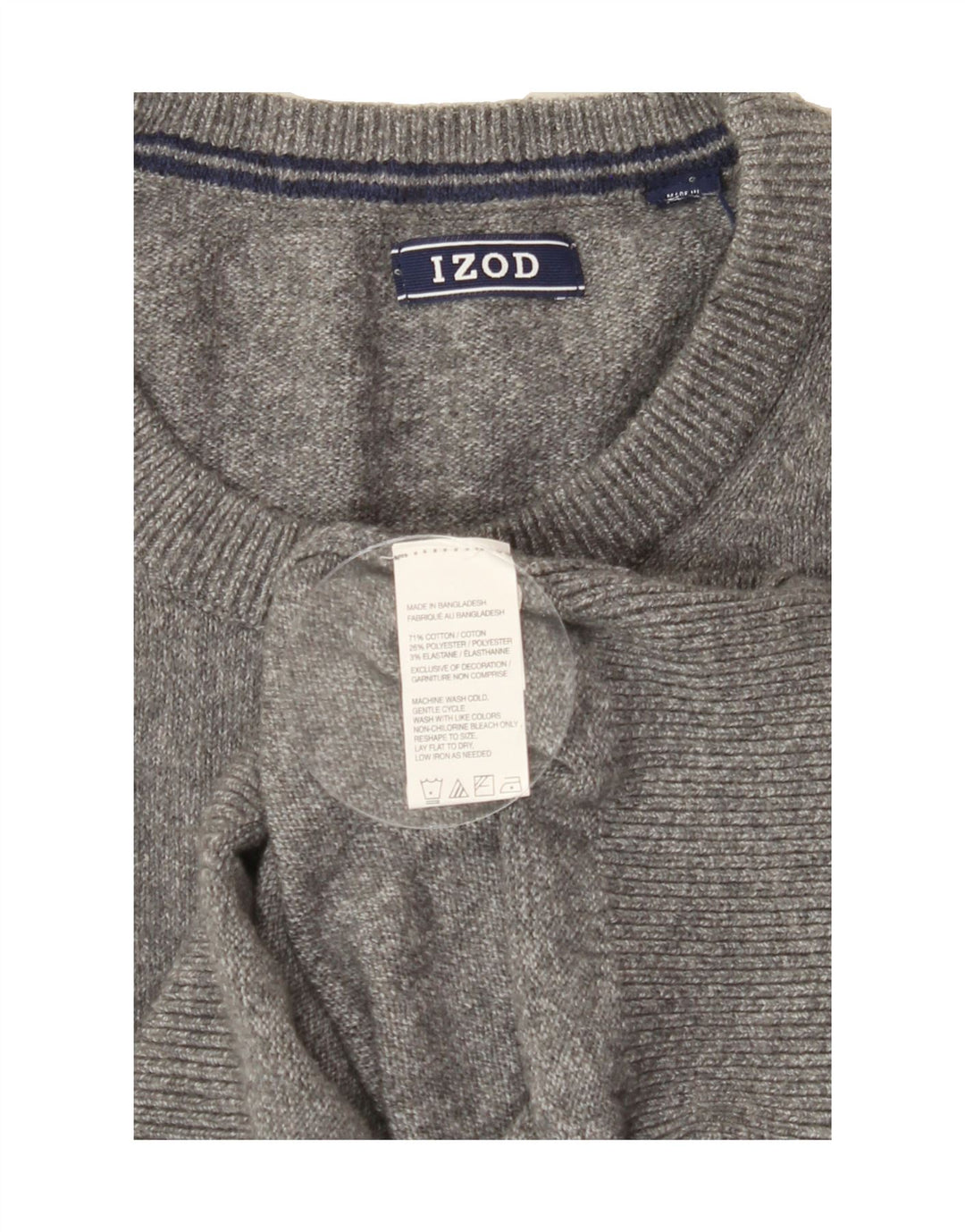 IZOD Mens Crew Neck Jumper Sweater Large Grey Cotton Vintage Izod and Second-Hand Izod from Messina Hembry 