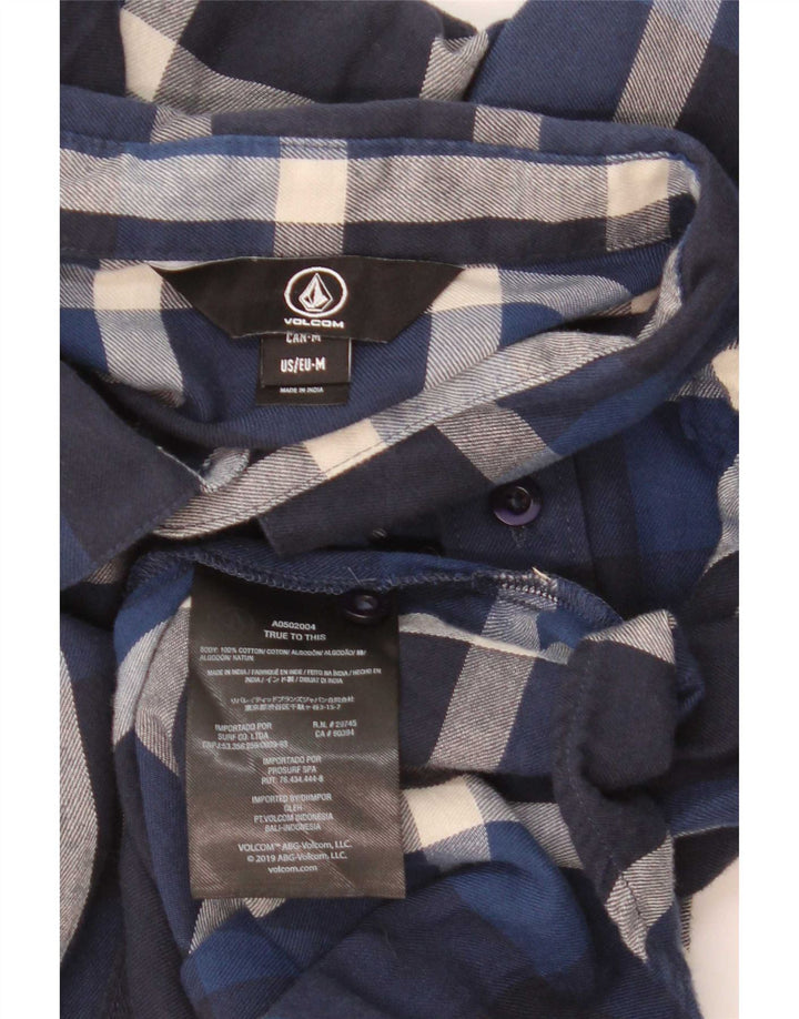 Camisa masculina de flanela Volcom médio algodão xadrez azul marinho
