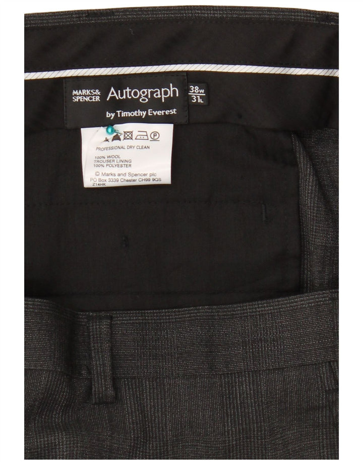 Calça masculina Marks & Spencer Autograph Straight Suit W38 L31 Lã Cinza