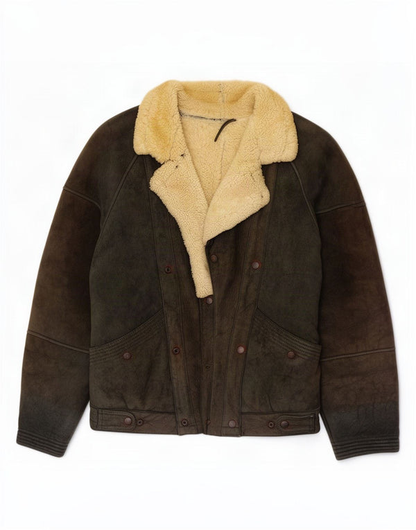 Jaqueta masculina vintage shearling IT 50 grande preta