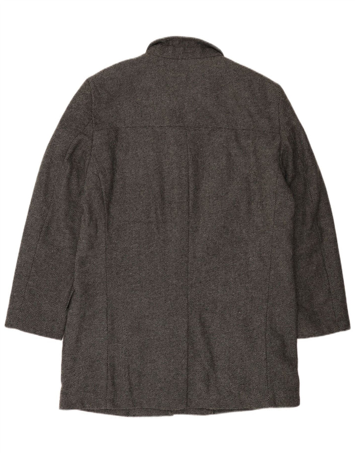 Sobretudo masculino Bruno Banani Reino Unido 44 2XL lã listrada cinza