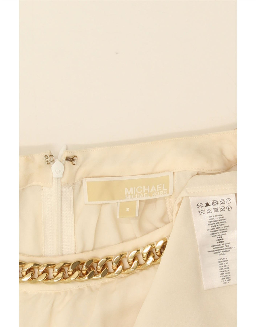 Blusa feminina sem mangas Michael Kors UK 10 pequena seda branca