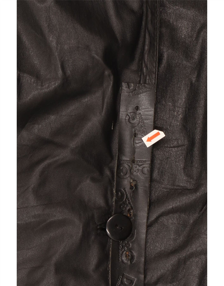 Jaqueta de couro superdimensionada feminina vintage Reino Unido 18 XL couro preto