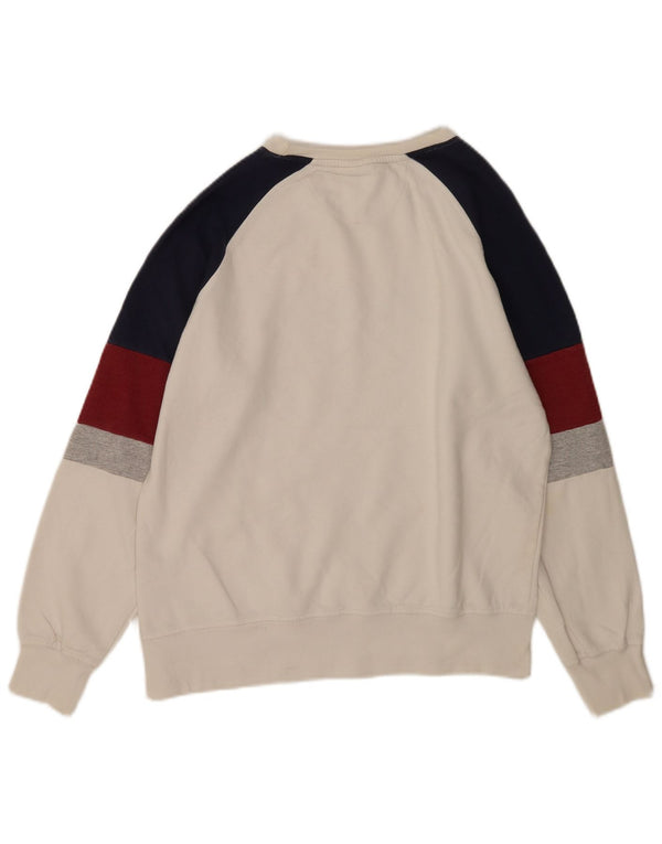 Ellesse moletom masculino gráfico jumper pequeno algodão colorblock branco