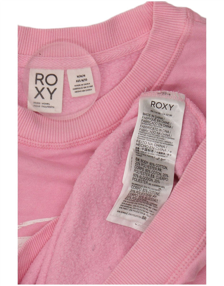 ROXY Womens Graphic Sweatshirt Jumper UK 14 Medium Pink Cotton
