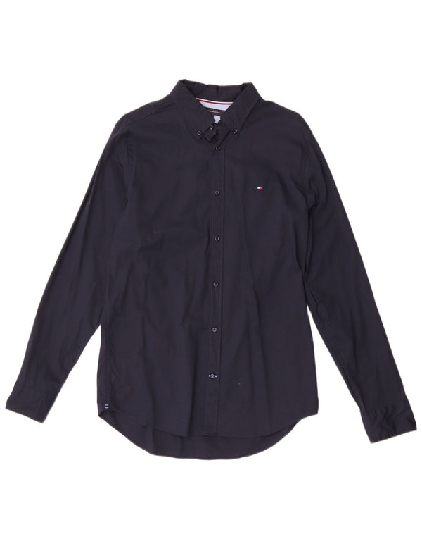Camisa masculina Tommy Hilfiger Slim Fit grande algodão azul marinho