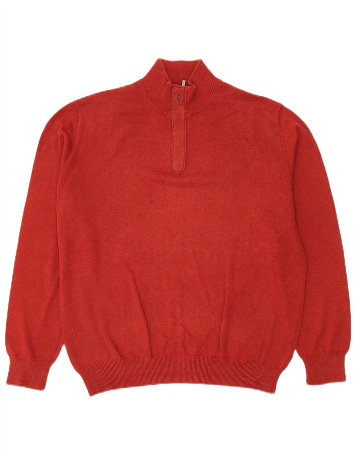 Suéter masculino MASSIMO DUTTI com zíper e gola grande de algodão vermelho