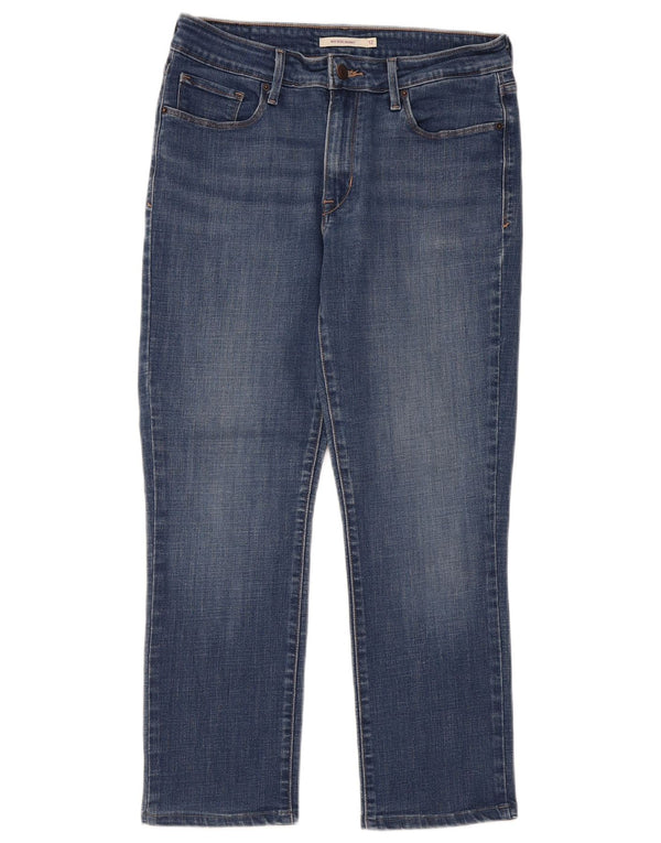 Calça jeans feminina Levi's cintura média skinny cortada US 12 grande W30 L25 algodão azul
