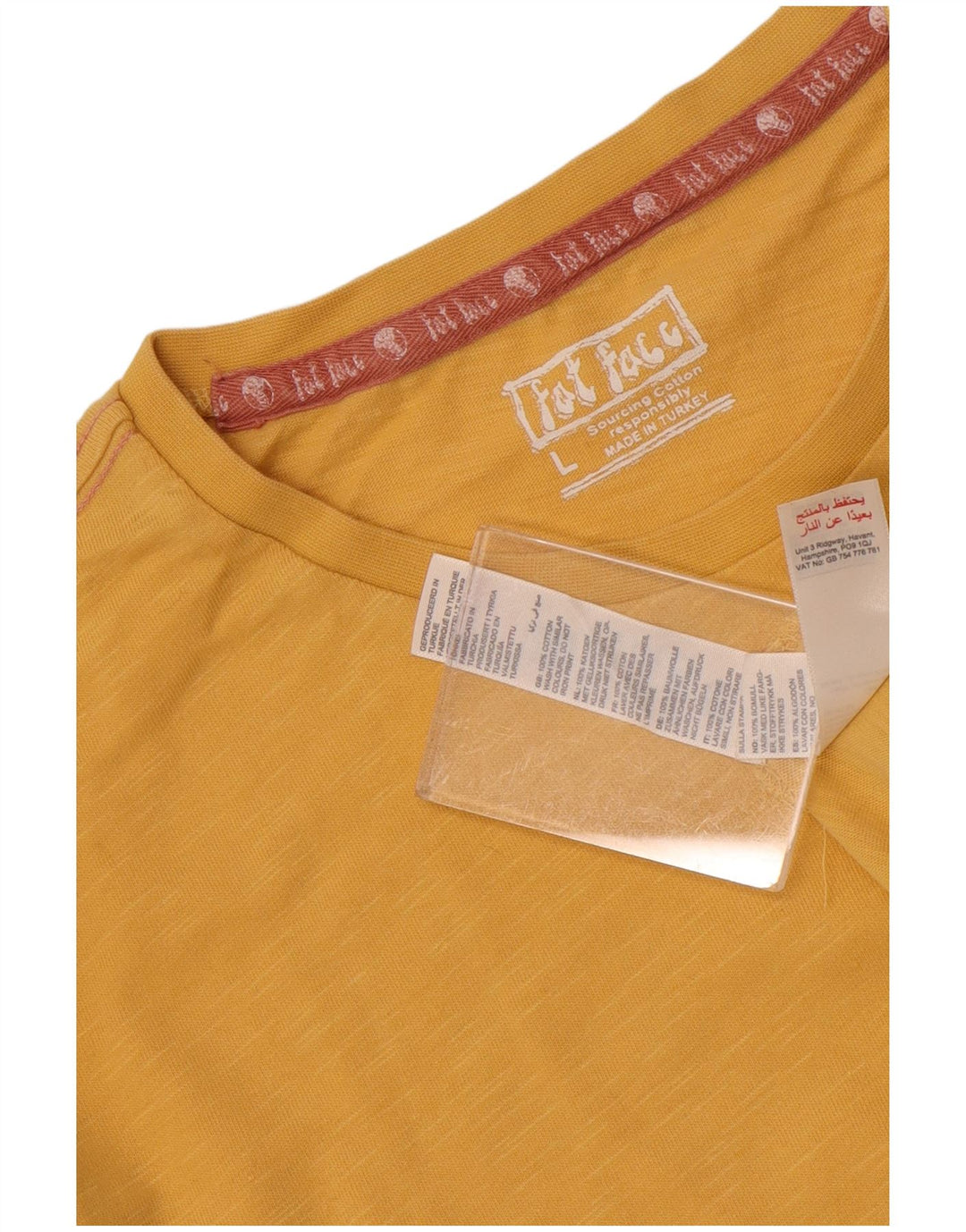 Camiseta gráfica masculina Fat Face Top grande de algodão amarelo