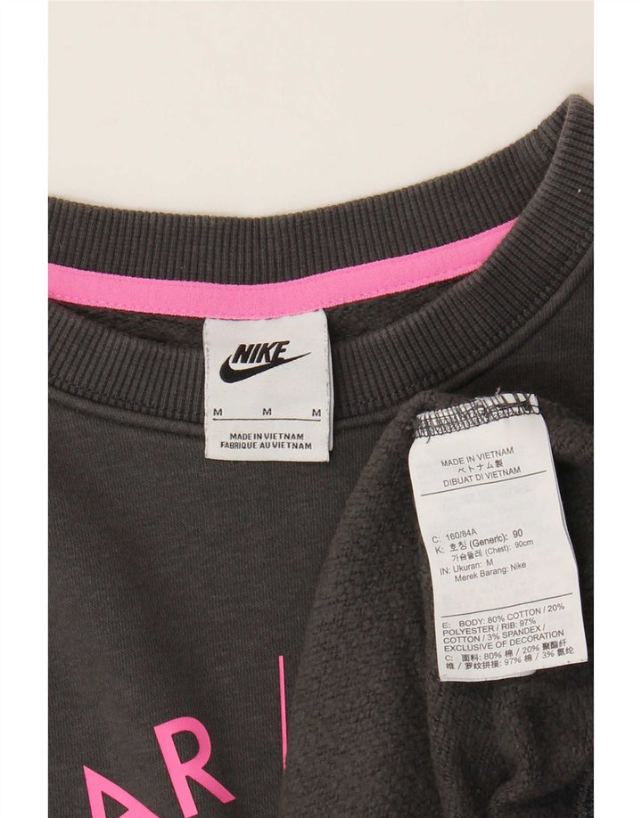 Nike feminino gráfico oversized moletom jumper UK 14 médio cinza algodão