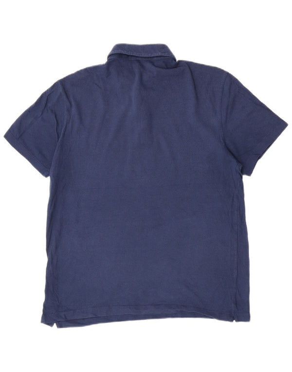 Camisa polo masculina Massimo Dutti grande algodão azul