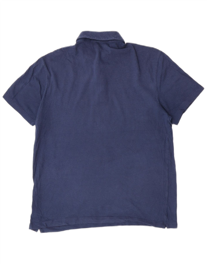 Camisa polo masculina Massimo Dutti grande algodão azul