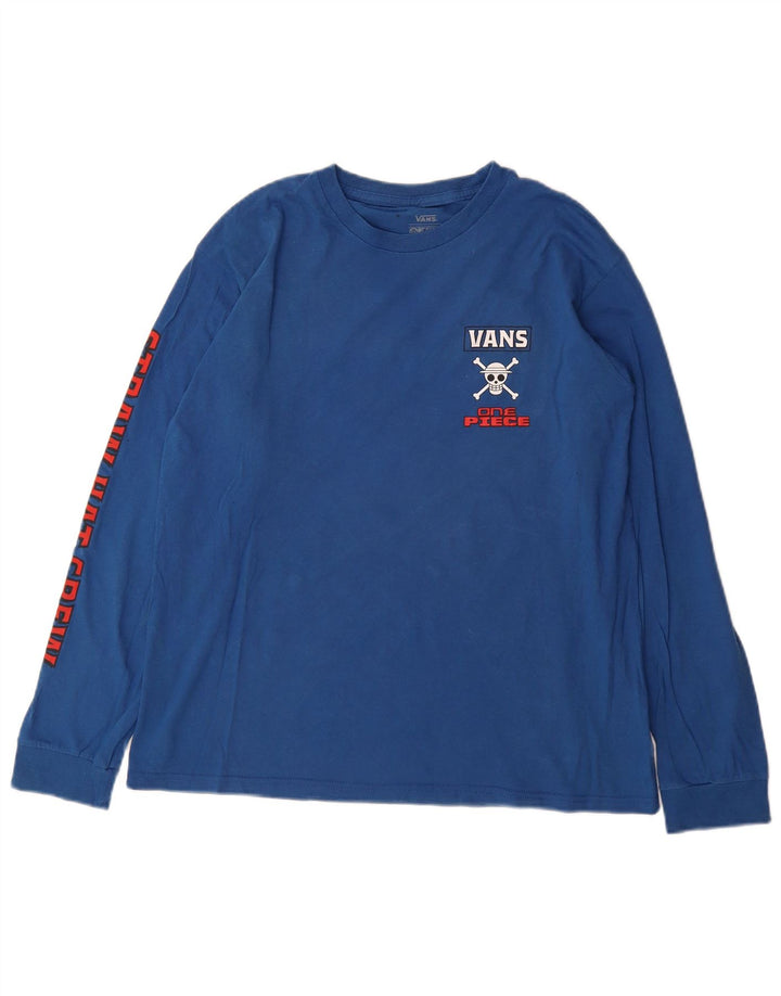VANS Boys Straw Hat Crew Top gráfico manga comprida 14-15 anos XL azul