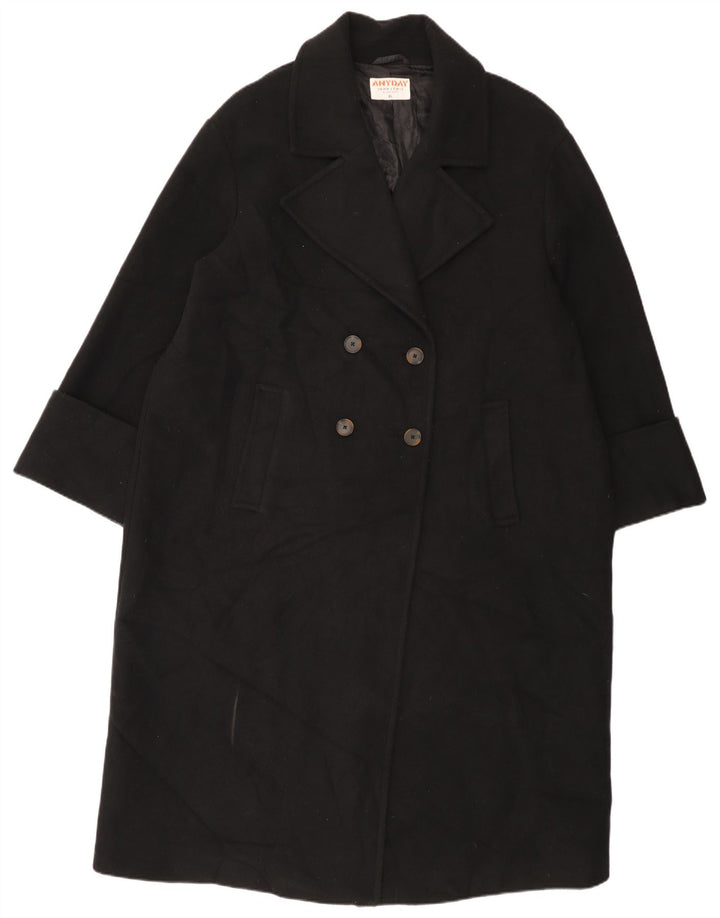 Casaco feminino John Lewis com peito duplo grande UK 18 XL poliéster preto