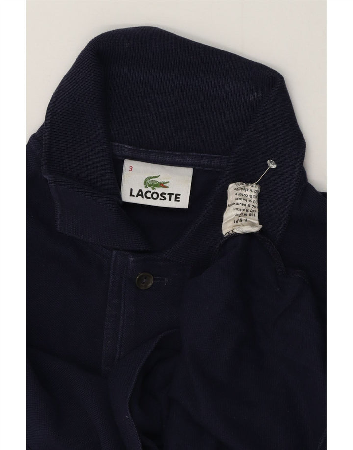 Camisa polo masculina Lacoste tamanho 3 pequeno algodão azul marinho