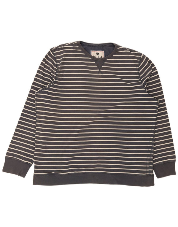 Moletom masculino Fat Face Jumper 2XL algodão listrado cinza