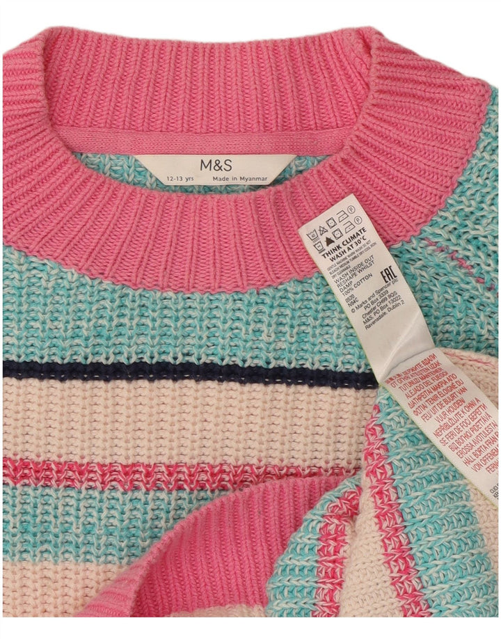 Suéter feminino Marks & Spencer com gola redonda, 12-13 anos, multicolorido