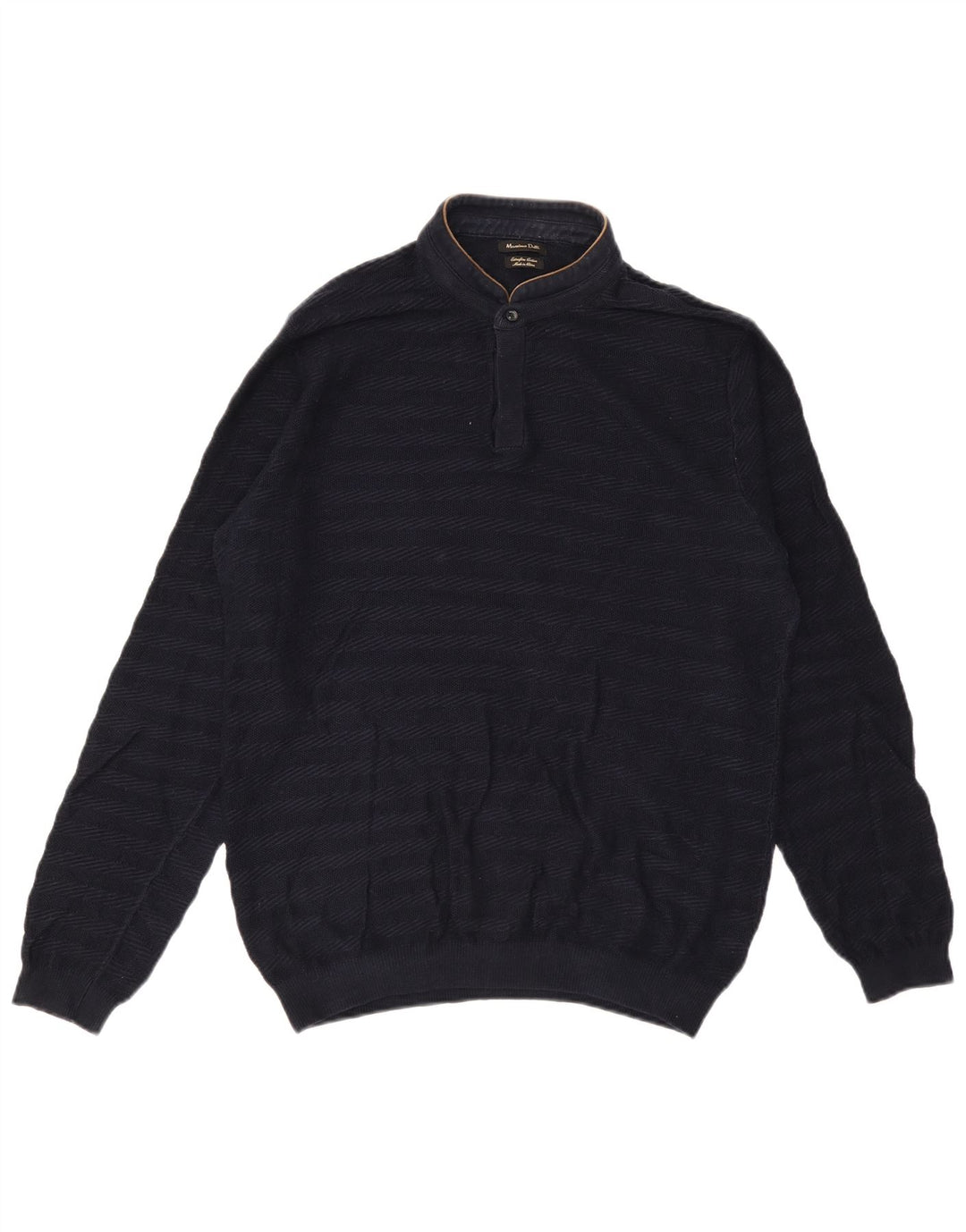 Suéter masculino Massimo Dutti com gola redonda e listrado azul marinho grande